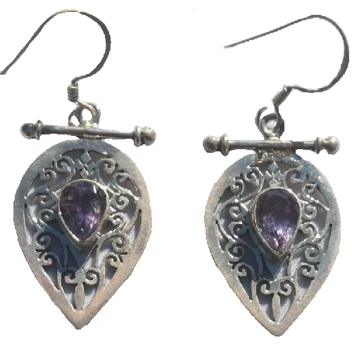 Sterling silver Jali Earring with Amethyst stone RPe2010Y